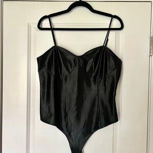 H&M Black Satin Bodysuit